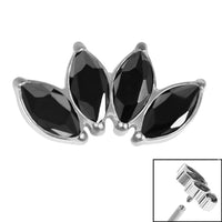 Titanium Claw Set 4 CZ Jewel Marquise Fan for Internal Thread shafts in 1.2mm