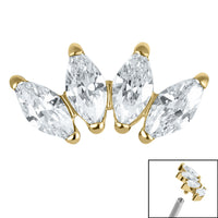 Titanium Claw Set 4 CZ Jewel Marquise Fan for Internal Thread shafts in 1.2mm