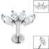 Titanium Internally Threaded Labrets 1.2mm - Titanium Claw Set 4 CZ Jewel Marquise Fan