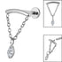 Titanium Internally Threaded Labrets 1.2mm - Titanium Jewelled Marquise Chain Loop