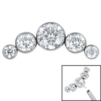 Titanium Threadless (Bend fit) (Infinity) Bezel Set 5 Jewel Crescent