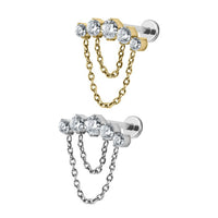 Titanium Internal Double Chain Floating 5 Jewelled Curve Top