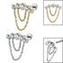 Titanium Internally Threaded Labrets 1.2mm - Titanium Double Chain Floating 5 Jewelled Curve
