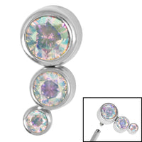 Titanium (Infinity) Bezel Set Triple Jewel Curve for Internal Thread Shafts in 1.2mm