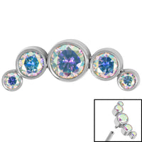 Titanium (Infinity) Bezel Set 5 Jewel Crescent for Internal Thread shafts in 1.2mm