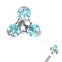 Titanium Claw Set CZ Jewelled Mini Trinity for Internal Thread shafts in 1.2mm