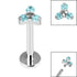 Titanium Internally Threaded Labrets 1.2mm - Titanium Claw Set CZ Jewelled Mini Trinity