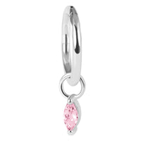 Steel Hinged Clicker Ring with Steel Jewelled Marquise Charm
