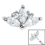 Steel Threadless (Bend/Push fit) Claw Set 3 Jewelled Marquise Sunset