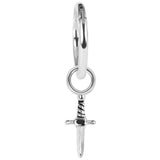 Steel Hinged Clicker Ring with Steel Mini Dagger Charm