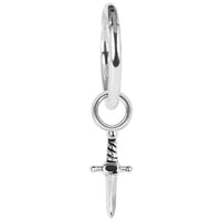 Steel Hinged Clicker Ring with Steel Mini Dagger Charm