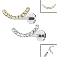 Titanium Internally Threaded Labrets 1.2mm - Titanium Claw Set Jewelled Smile Curved Bar