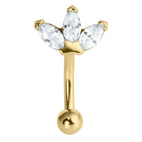 Steel 3 Jewel Marquise Fan Micro Curved Bar 1.2mm