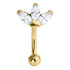 Steel 3 Jewel Marquise Fan Micro Curved Bar 1.2mm