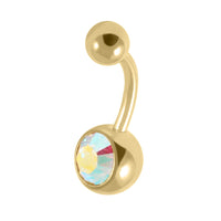 Gold Titanium Jewelled Belly Bars