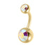 Gold Titanium Double Jewelled Belly Bars
