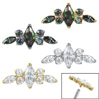 Titanium Claw Set Jewelled Tiara for Internal Thread shafts in 1.2mm