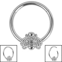 Titanium Honey Bee Hinged Clicker Ring