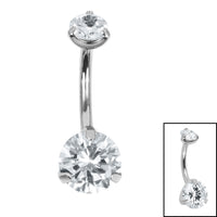 Belly Bar - Titanium Internal Thread Claw Set Double Jewelled