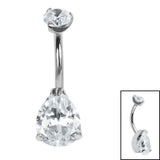 Belly Bar - Titanium Internal Thread Claw Set Jewelled Pear