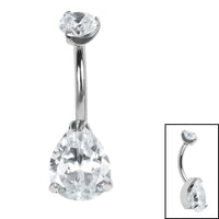 Belly Bar - Titanium Internal Thread Claw Set Jewelled Pear