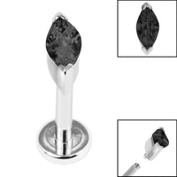 Titanium Internally Threaded Labrets 1.2mm - Steel Single Marquise Jewel