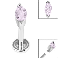 Titanium Internally Threaded Labrets 1.2mm - Steel Single Marquise Jewel