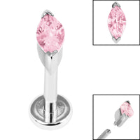 Titanium Internally Threaded Labrets 1.2mm - Steel Single Marquise Jewel