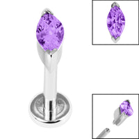 Titanium Internally Threaded Labrets 1.2mm - Steel Single Marquise Jewel