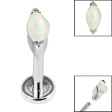 Titanium Internally Threaded Labrets 1.2mm - Steel Single Marquise Opal