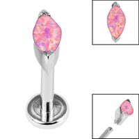 Titanium Internally Threaded Labrets 1.2mm - Steel Single Marquise Opal