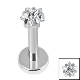 Titanium Internally Threaded Labrets 1.2mm - Titanium 3mm Claw Set CZ Jewelled Star