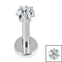 Titanium Internally Threaded Labrets 1.2mm - Titanium 3mm Claw Set CZ Jewelled Star