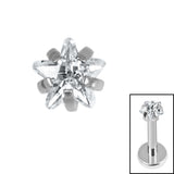 Titanium Claw Set CZ Jewelled Star for Internal Thread Shafts in 1.2mm