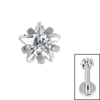 Titanium Claw Set CZ Jewelled Star for Internal Thread Shafts in 1.2mm