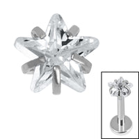 Titanium Claw Set CZ Jewelled Star for Internal Thread Shafts in 1.2mm