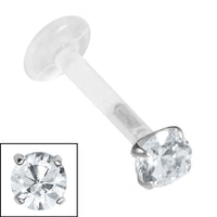 Bioflex Push-fit Labret with Steel Claw Set Round Gem