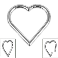 Titanium Heart Hinged Clicker Ring