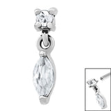 Steel Jewelled Solitaire with Marquise Drop Gem for Internal Thread shafts in 1.2mm