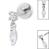 Titanium Internally Threaded Labrets 1.2mm - Steel Solitaire with Marquise Drop Gem