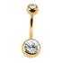 Gold Steel Double Jewelled Belly Bar