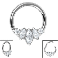 Titanium Claw Set Marquise Fan Hinged Clicker Ring