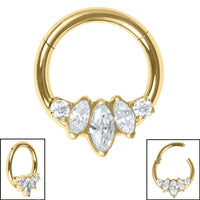 Titanium Claw Set Marquise Fan Hinged Clicker Ring