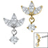 Titanium Marquise Triple Jewelled Fan with Solitaire for Internal Thread shafts in 1.2mm