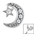 Steel Jewelled Half Moon and Star for Internal Thread shafts in 1.2mm