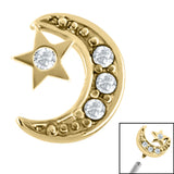 Steel Internal Jewelled Half Moon and Star Top