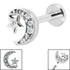 Titanium Internally Threaded Labrets 1.2mm - Steel Jewelled Half Moon and Star
