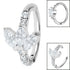 Steel Huggie Belly Clicker Ring - Marquise Jewelled Fan