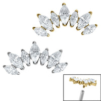 Titanium Claw Set 7 CZ Jewelled Marquise Crown for Internal Thread shafts in 1.2mm