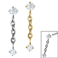 Titanium Claw Set Double Jewelled Drop Chain for Internal Thread shafts in 1.2mm